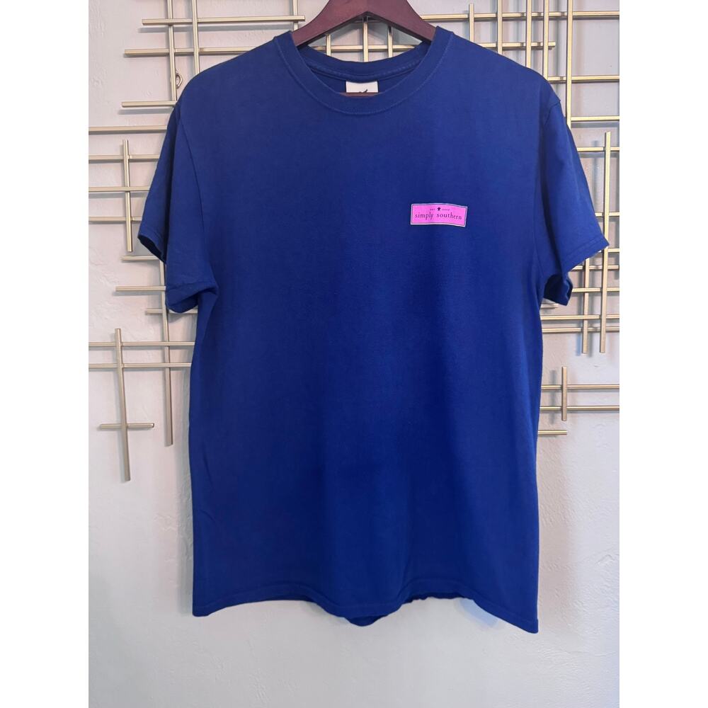 Simply Southern Pineapple Tee Medium Navy Blue Graphic Shirt Preppy Beach